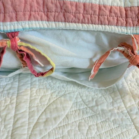 Beach‎ House Pillow  Shams Quilted Multicolor Stripes Tie Closure Cotton - Picture 5 of 10